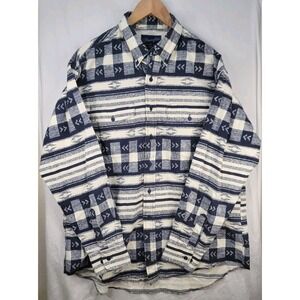Vintage Wrangler X-Long‎ Tails Western Shirt Mens XL 17.5x36 Aztec Single Needle
